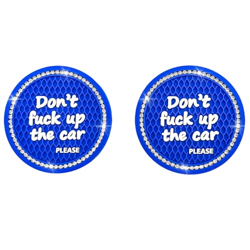QKWL 2PCS Car Cup Holder Coasters, Car Accessories for Women, Non-Slip Wear Resistant and Beautiful, Round Coasters Suitable for Most Car Cup Holders (Blue)