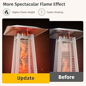 East oak pyramid patio heater 48000 btu outdoor patio heater quartz glass tube propane heater for commercial residential triple protection system with wheels 2024 upgrade bronze  urban country home decor