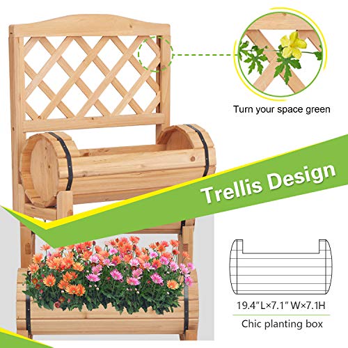 Kintness Raised Bed With Trellis Wood Garden Planter Box Outdoor Elevated Bed For Climbing Plants #TOP3