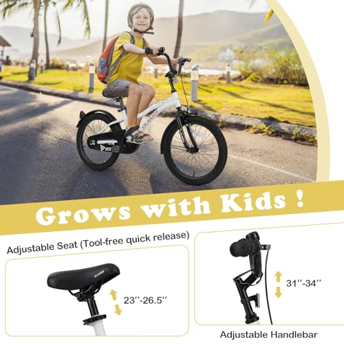 Image of Olakids Kids Bike, 12 14 16 18 Inch Toddlers Bike with Training Wheels Safety Bell Adjustable Seat and Handlebar, Handbrake and Coaster Brake, Children's Bicycle for Boys Girls