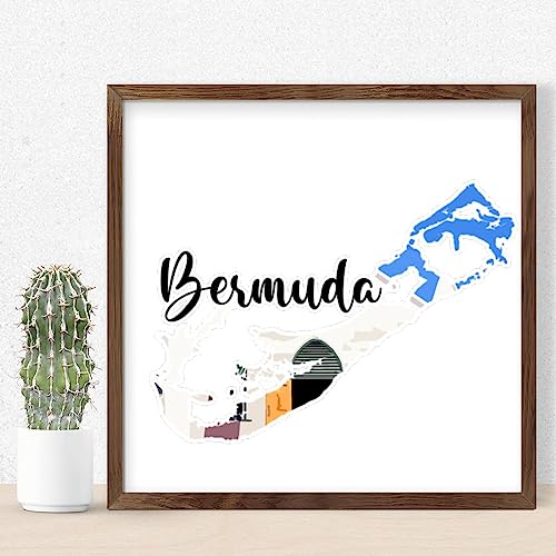 Décoration murale Bermudes en bois encadré pour une salle à manger vintage