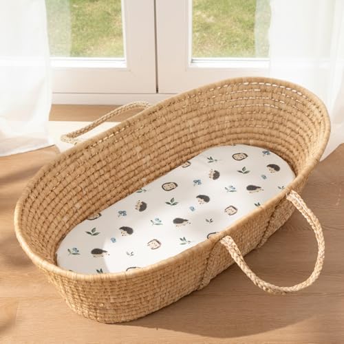 Image of PHF 3 Pack Soft Bassinet Sheets, Leaf&Mushroom Breathable Comfy Cradle Sheets for Baby Boys, No Slip Universal Fit for Most Cradle and Bassinet Mattress, Leaf&Mushroom