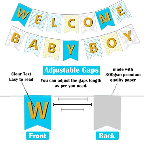 Image of Party Propz Welcome Baby Boy Decoration Kit - 47 Pcs Baby Boy Welcome Home Decoration Kit | Welcome Home Decoration| Cardstock, Latex, Easy Setup, Mom to Be Party Essentials