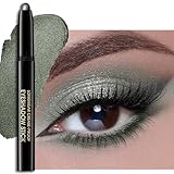 Erinde Matita Ombretto Verde Bottiglia con Glitter, Green Eyeshadow Stick Impermeabile e a Lunga Durata, Matita Eyeliner in Crema Brillante, Penna per il Trucco Occhi Metallizzata e Scintillante #04