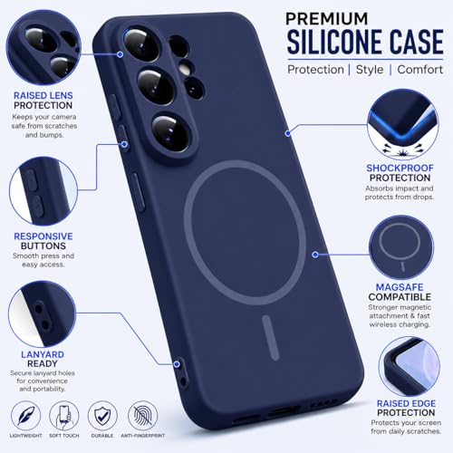Image of DIZORO Microfiber Candy Case Compatible for Samsung S26 Ultra 5g Magnetic Silicone Case, Compatible with MagSafe Shockproof, Anti-Scratch Soft Non-Slip Full Body Protective Back Cover (New Blue)