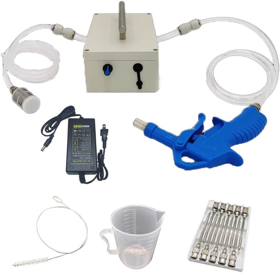 Meat Injector Gun Pump with Hose, 60W Electric Marinade Injector Meat Syringe Gun with 10 Stainless Steel Needles for Roast Turkey, Pork, Beef (Single Needle)