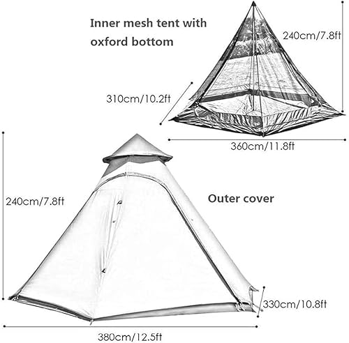 Miniatura 6 de Tienda india Tipi al aire libre de doble capa de camping torre tienda de campaña familiar tienda de campaña yurta tipi tienda de campaña para