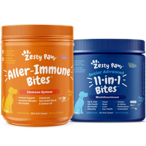 Allergy Immune Supplement for Dogs - with Omega 3 Wild Alaskan Salmon Fish Oil + Senior Advanced Multifunctional Supplement for Dogs â Glucosamine & Chondroitin