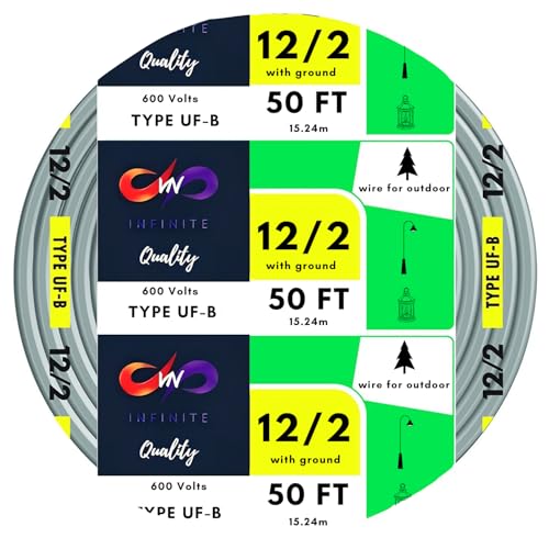 VN Infinite quality 12/2 UF-B Wire Gray Solid Underground Feeder Cable (50 Ft)