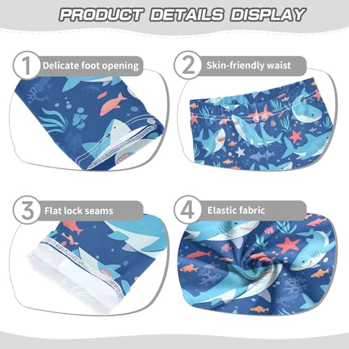 Cartoon Sharks Starfish Girls' Leggings Toddler Doodles Cute Kids Yoga Pants Dance Active Tights 4T3