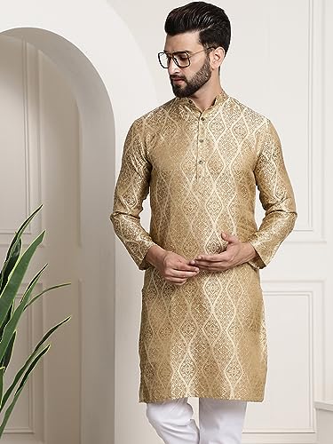 Image of SOJANYA (Since 1958 Men's Silk Blend Designer Long Kurta