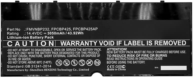 Synergy Digital Laptop Battery, Compatible with Fujitsu CP651077-02, FMVNBP232, FPCBP425, FPCBP425AP Laptop Battery (14.4V, Li-ion, 3050mAh)