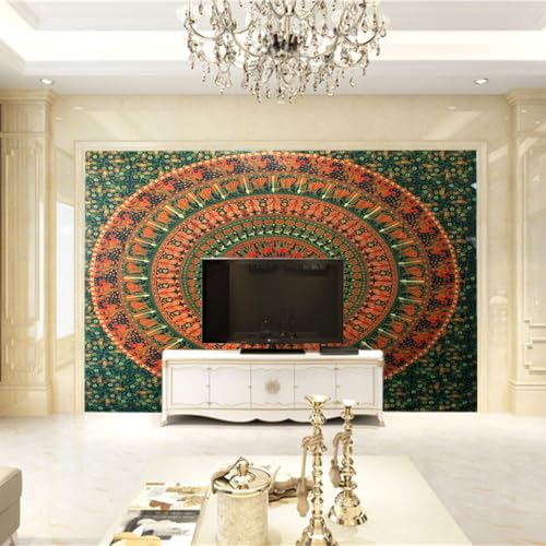 Trompe l'oeil Panoramique Mandala pour Agrandir le Salon