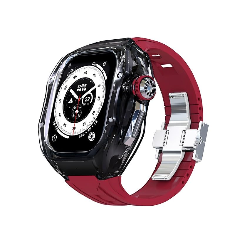 Clear Case for Apple Watch Ultra 2 49mm Men Soft Sport Rubber Band for Iwatch Ultra2 Transparent Mod Kit Metal Buckle Accessories
