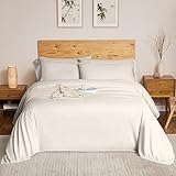 DREAMCARE 6 Pc Viscose Derived from Bamboo King Sheets Set - Microfiber Blend, Cooling, Hotel Luxury Soft & Lasting Bed Sheets (King, Ivory)