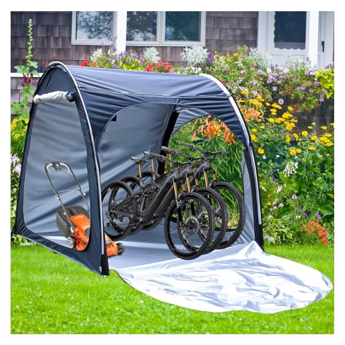 Fxiaobin Box Biciclette può Essere Giuntato Box Biciclette con Doppie Porte per 2-5 Biciclette Tettoia per Esterno Carport Auto,Black