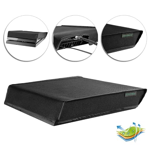 Extremerate Black Horizontal Dust Cover For Ps4 Console, Soft Neat Lining Dust Guard, Anti Scratch Waterproof Cover Protector Sleeve #TOP2
