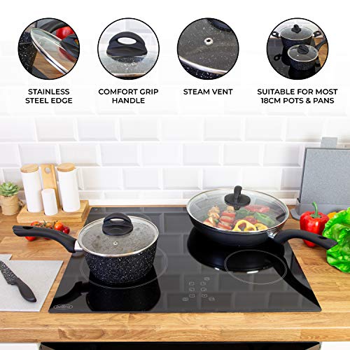 Blackmoor Tempered Glass Pan Lids | 5 Separate Sizes | Soft Touch Handles | Suitable for Pots & Pans | Built in Steam Vents | Stainless Steel Edges (Glass, 18cm) 3 Gallery Image