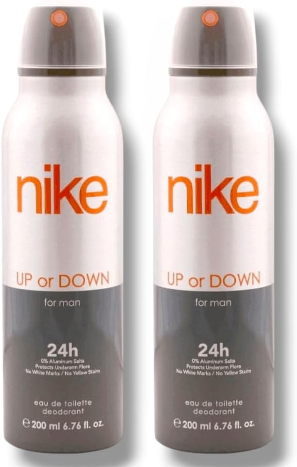 Nike Up Or Down Deodorant Aerosol For Men | Long-Lasting Freshness & Odour Protection | Sporty Masculine Fragrance | 200 ml Each (Pack of 2)