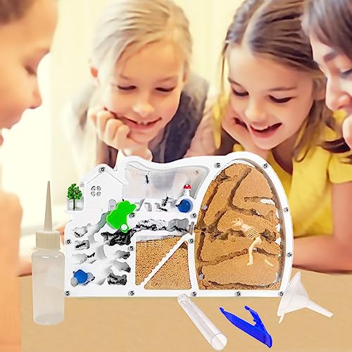 EXBEPE Large Sand Ant Farm Castle,Ant Habitat with Dinosaur Digging to Study Ant Colony Ecosystem Behavior,Science Educational Gift for Kids(Yellow)
