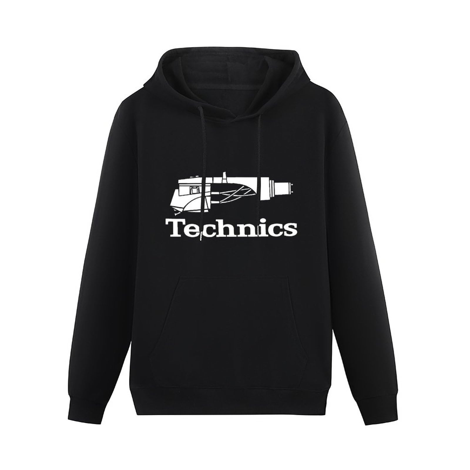 Algem Unisex Black Technics Logo Hoodies Long Sleeve Pullover Loose Hoody Mens Sweatershirt Size Xl