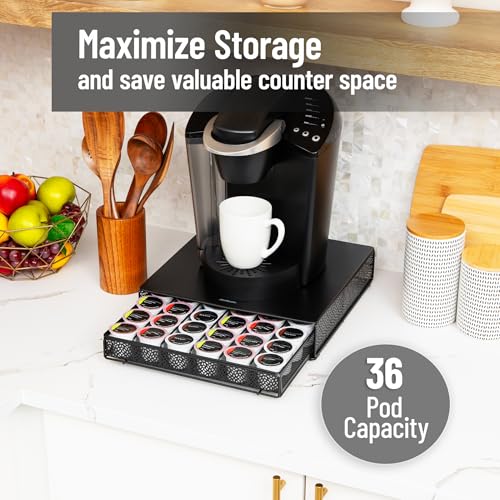Mind Reader Single Serve Coffee Pod Drawer, 36 Pod Capacity, Countertop Organizer, Removable Dividers, Metal, Black by Mind Reader - Image 2