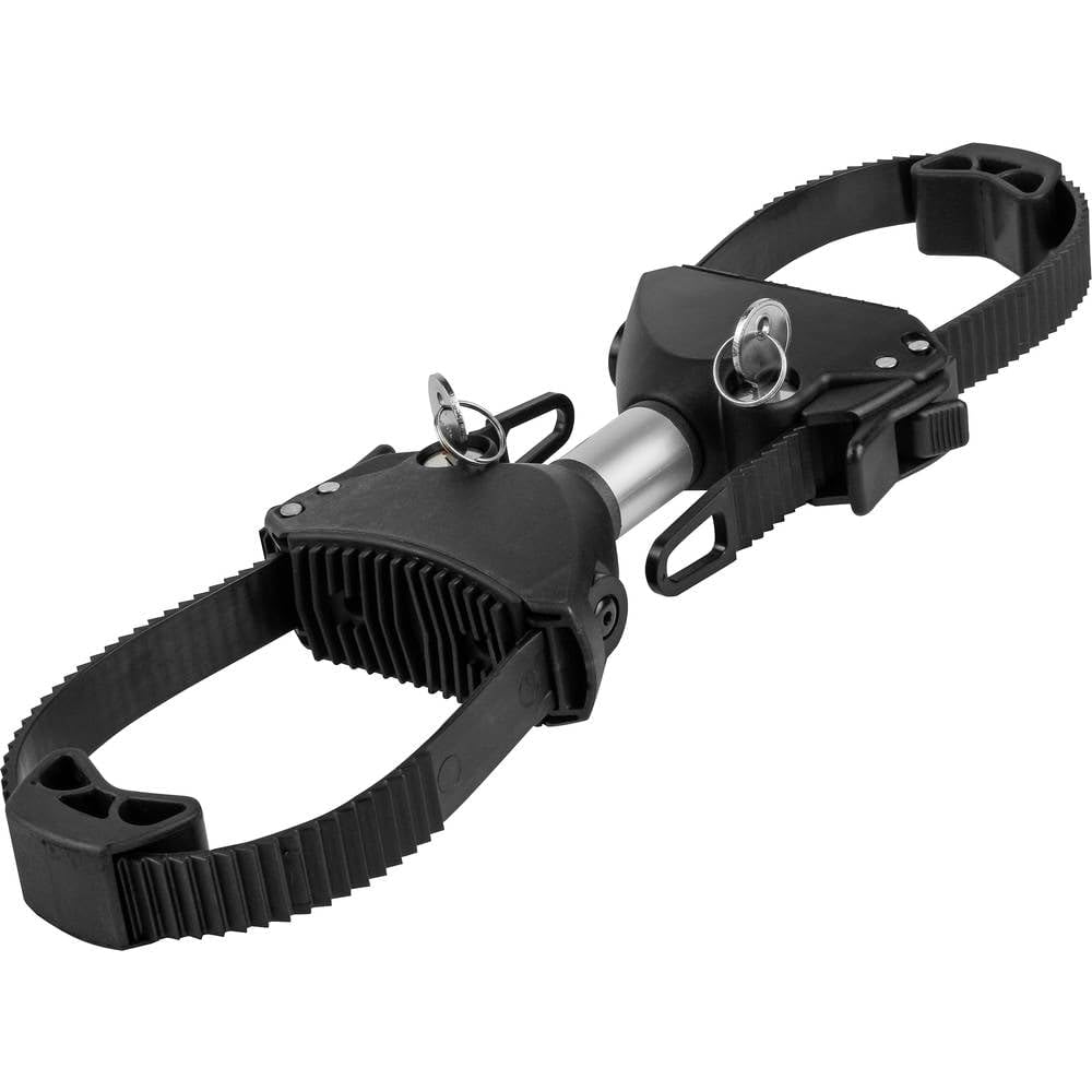 EUFAB 11579 Strap-Rahmenhalter beidseitig, abschließbar, 15 cm Länge, Silber, Schwarz