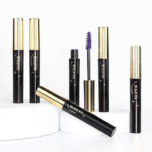 Miniatura 7 de White Blackl Blue Red Purple Brown - Juego de 6 pestañas de colores, volumen y longitud de pestañas, pestañas de fibra de seda 4D, máscara de