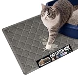 GORILLA GRIP Cat Litter Box Mat, Water Resistant, US Designed Kitty Litter Trapping Mats, Easy to Clean, Scatter Control, Less Mess and Clean Floors, Kitten Supplies for Indoor Cats, 24x17 Dark Gray