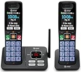 AT&T Cordless Phone, Landline Phones for Home with Smart Call Blocker, 2 Handsets Bluetooth Phone, Large Color Display, Big Buttons, Long Range, Digital Answering System: BL108-2 (Charcoal & Silver)