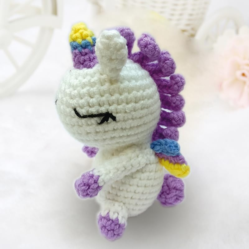 Miniatura 4 de Kit de ganchillo para principiantes, 3 piezas, animales, caracol, unicornio, pulpo, amigurumi, juego de ganchillo para principiantes y adultos con