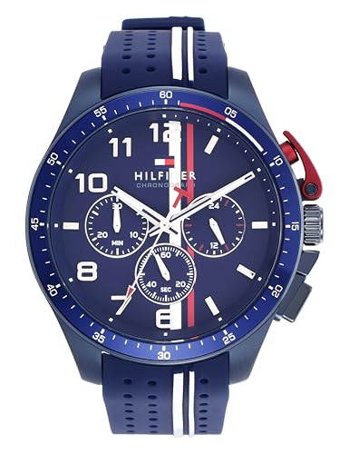 Image of Tommy Hilfiger Bank Quartz Analog with Blue Dial Blue Silicone Strap Watch for Men - TH1792169