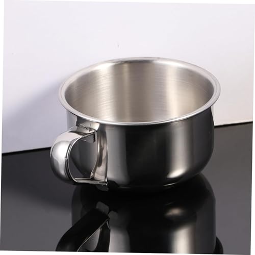 Miniatura 4 de FRCOLOR Tazón de afeitado de acero inoxidable con asa, tazón compacto para hombres para afeitado húmedo con jabón de calidad, cepillo de barbero de