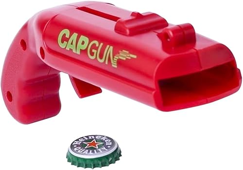 Cap Gun - Abrebotellas, lanzador de botellas para juegos creativos, fiestas familiares, bares, barbacoa al aire libre (rojo)