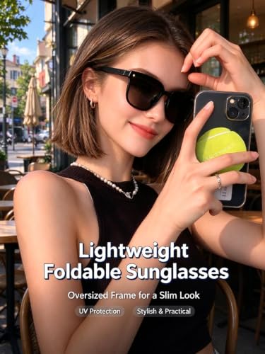ChayWillow Foldable Oversized Square Sunglasses with UV Protection - image 3