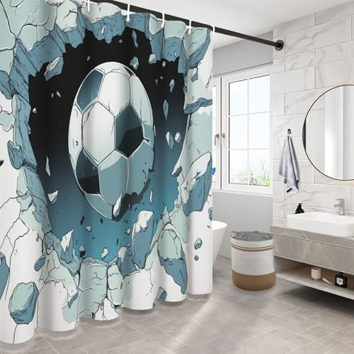 Rideau de douche imperméable en polyester imprimé abstrait avec 12 crochets de bain - 4