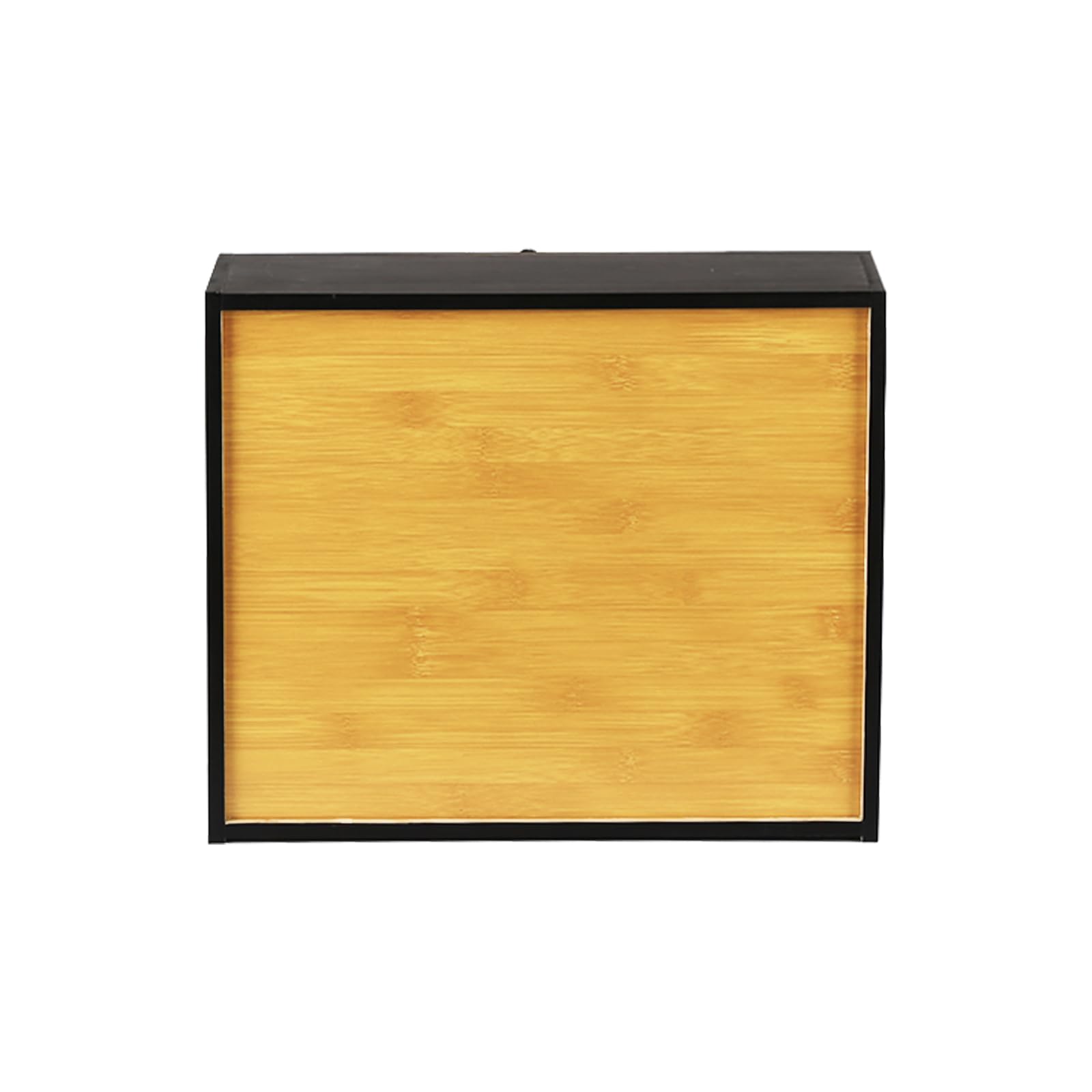 HUOLE Boîte à Pain Bambou 2- Couche Countertop Boîte en Bois pour Cuisine, Huche,pour le stockage du pain-40 x 33 x 25 cm - Bambou - Noir