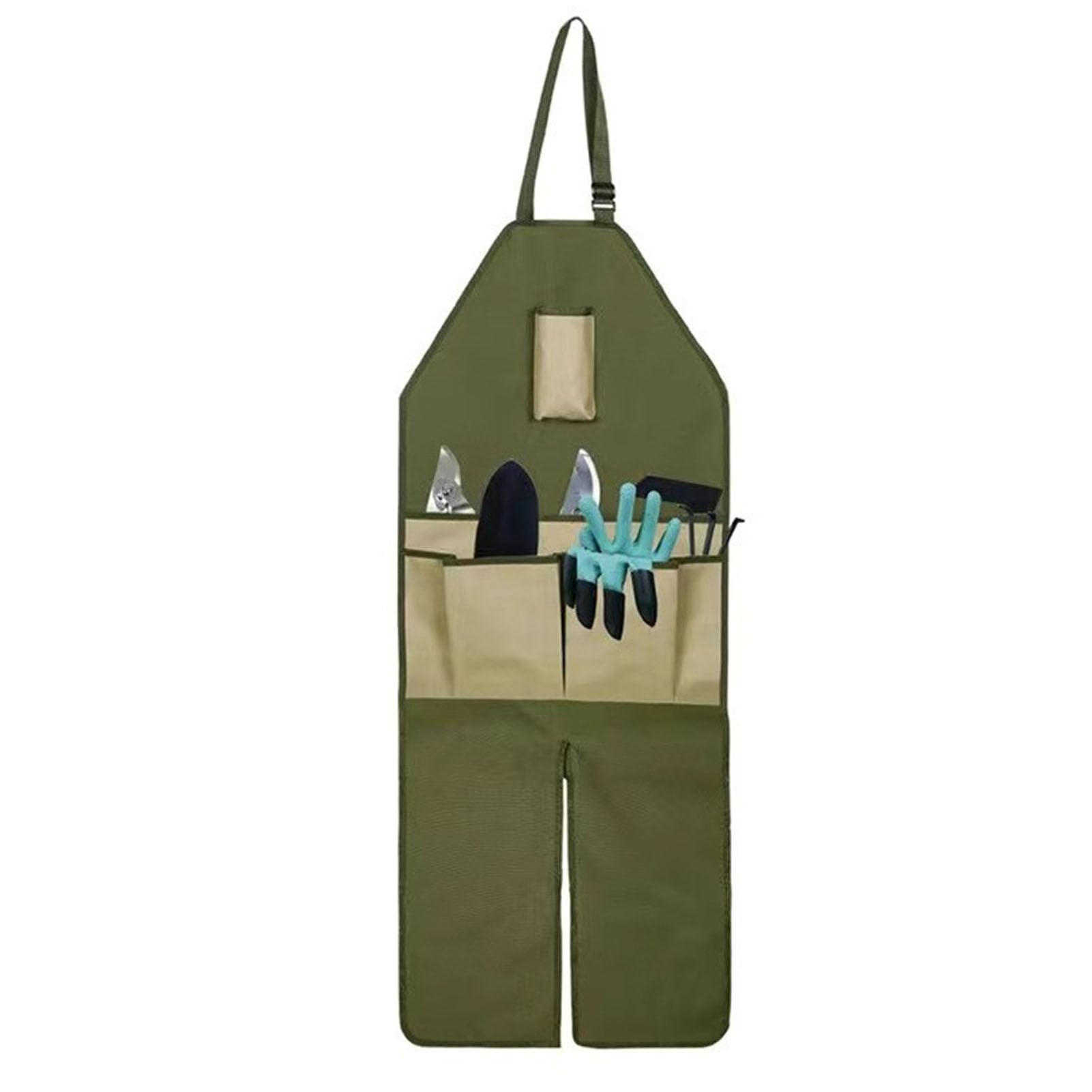 Tnfeeon Delantal de Jardín, Delantal Largo Ajustable de Tela Oxford 600d con Múltiples Bolsillos y Protección de las Piernas para Trabajos Al Aire Libre, 46.5x17.7