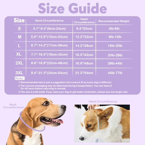 Image of IDOMIK Dog Recovery Collar, Waterproof Soft Dog Cone After Surgery, Comfy Protective Elizabethan Collar Alternative for Dogs Cats, Adjustable Pet Neck Donut Cone Anti-Licking Biting Wounds,Purple,2XL
