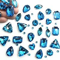Heyiwell 25 strass blu chiaro AB a goccia con retro piatto