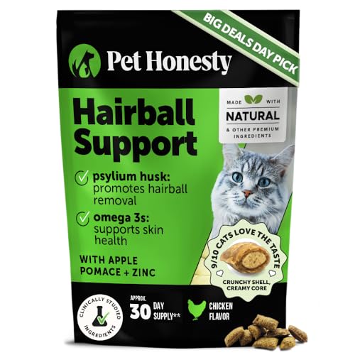 Cat Hairball Support Crunchy & Creamy Chews, Hairball Remedy Treats, Cat Furball Treatment, Supports Skin & Coat, Vitamins for Digestion, Chicken (30-Day Supply)