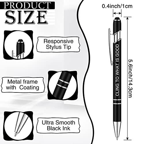 Zonon 12 Pieces Inspirational Motivational Quotes Ballpoint Pens with Stylus Tip Fine Point Smooth Writing Pens Metal Black Ink Pens Stylus Pen Set (Black,Bible Style)