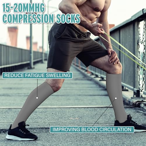 Image of 3 Pairs Compression Socks for Women & Men 15-20 mmHg- Best Support for Nurses, Running, Hiking, Recovery & Flight Socks