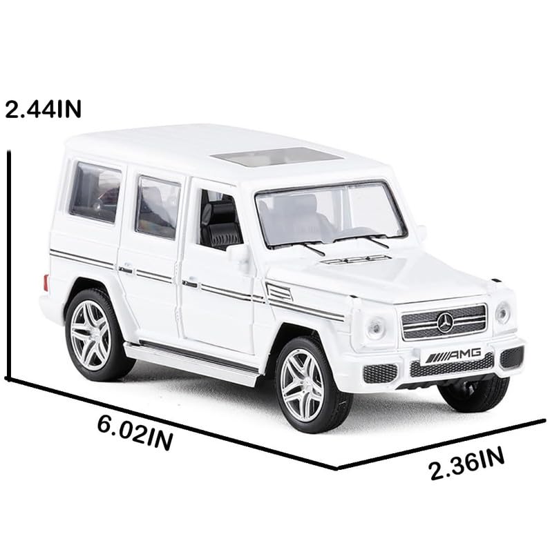 Image of Kids Model 1:32 G65 Die Cast Metal Car Pull Back Action Opening Doors with Realistic Engine Sound Lights Toy Car Gift for Boys - White