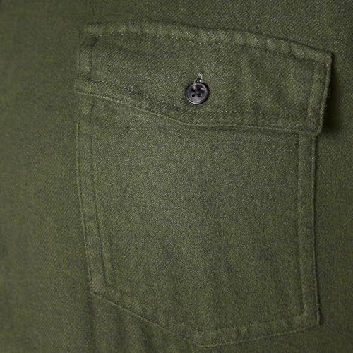 Amazon Essentials Herren Flanellhemd mit 2 Taschen und Langen Ärmeln in normaler Passform, Olive Heather, XL
