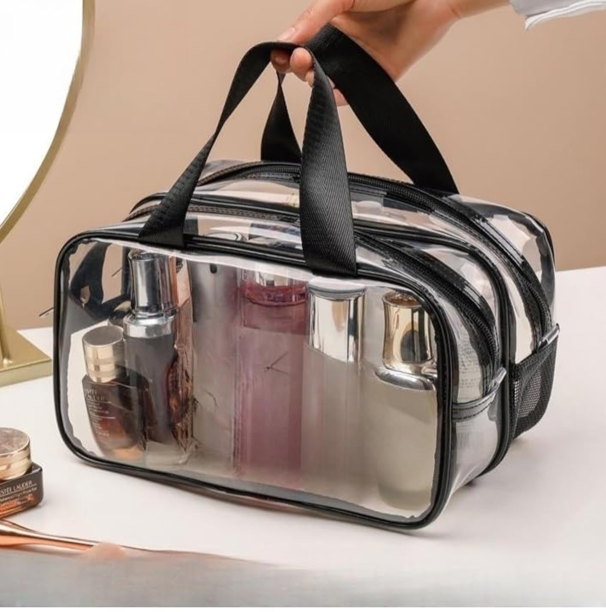 Large Clear Travel Toiletries Bag with Handles