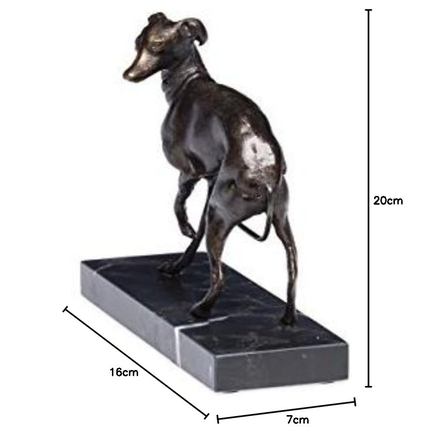 Statue Lévrier Whippet Art Dog – Paire Sur Socle Bois – Sculpture Résine/bronze FR