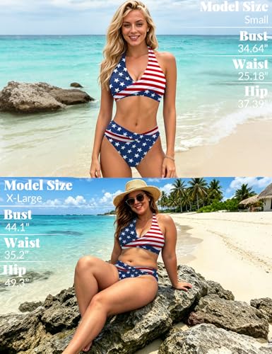 Image of Sopliagon Women's Bikini Sets Twist Front Two Piece Swimsuit Halter Bathing Suit