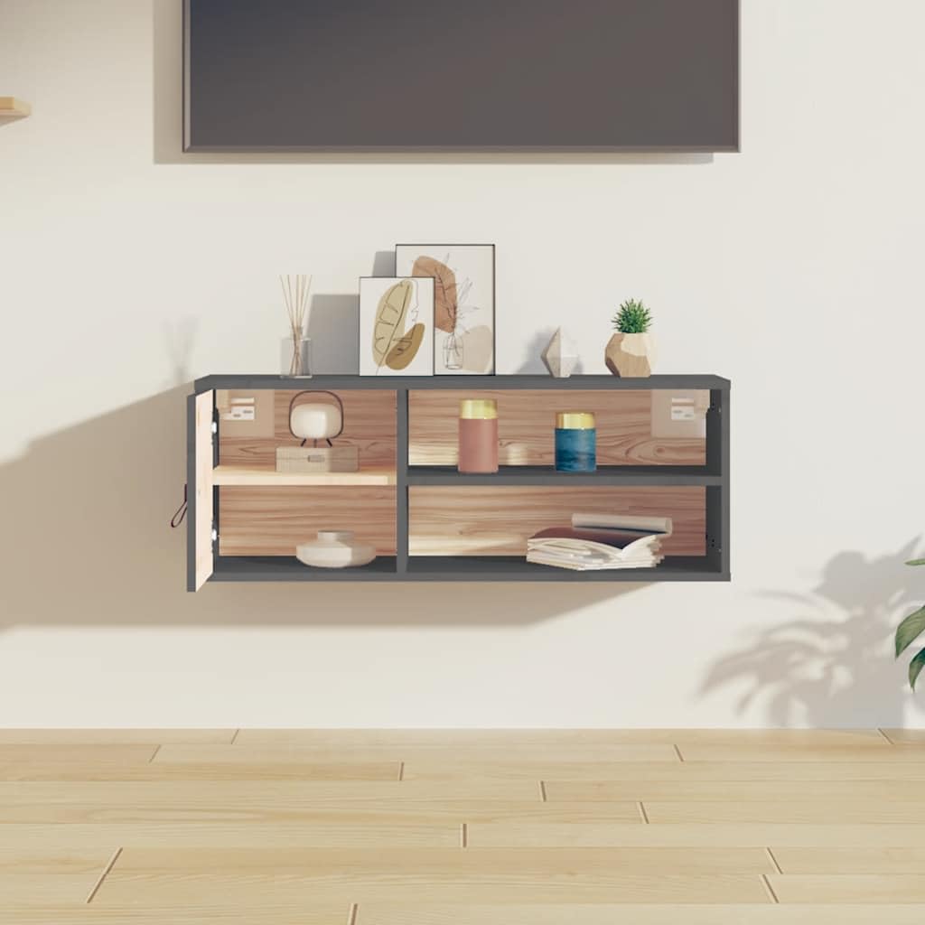 Armadio da parete grigio, 80 x 30 x 30 cm, in legno massello di pino