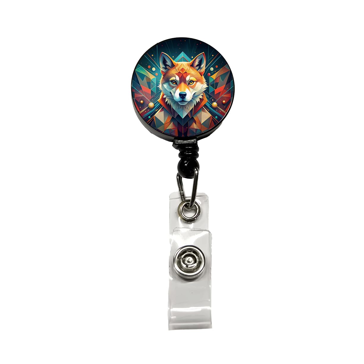 Shiba Inu Dog Abstract Stylized Art Retractable ID Key Card Name Tag Badge Holder with Clip